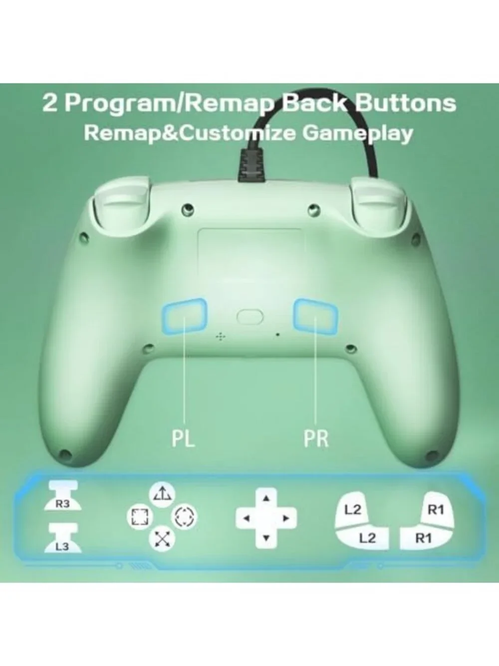 RGB Wired Gaming Controller for PS5/PC - Programmable, Dual Vibration, Motion